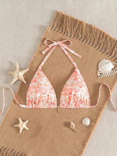 Swim Mod Plus Size Women Shell Print Elegant Swimwear Top