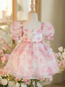 女宝宝优雅花卉图案可爱薄纱公主裙 - 彩色 - 查看 7