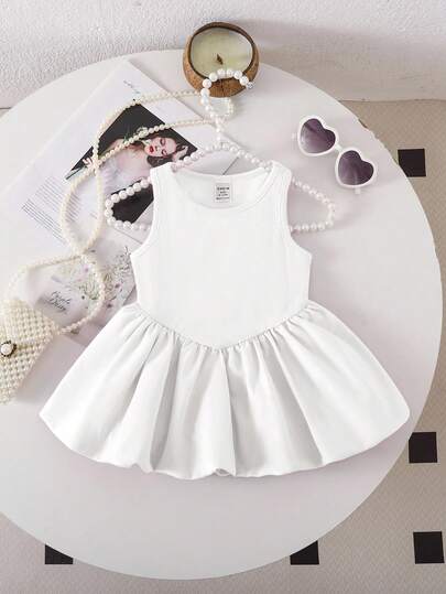 SHEIN Cute Babygirl Sleeveless Knit Romper, Summer