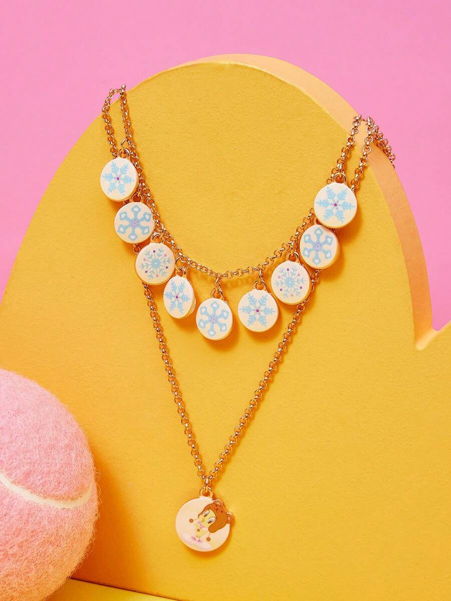 LOONEY TUNES X SHEIN 1pc Fashionable Zinc Alloy Cartoon Pattern Pendant Necklace With Delicate Chain, Simple & Cute, Suitable For Party, Concert, Festival - Gold - View 1
