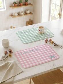 Joivida 格子图案“我们相信爱”PU皮革餐垫 - 小巧可重复使用的桌垫，送给亲朋好友的独特礼物