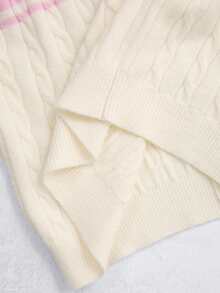 SHEIN Dewbera Áo khoác cardigan dệt kim thể thao thường ngày dành cho nữ, tay dài, vai rớt, phối màu tương phản, khóa kéo phía trước. - Hồng - Xem 8