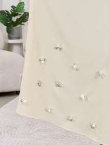 Modelyn 女士纯色水钻装饰简约日常长袖连衣裙 - 杏色 - 查看 10