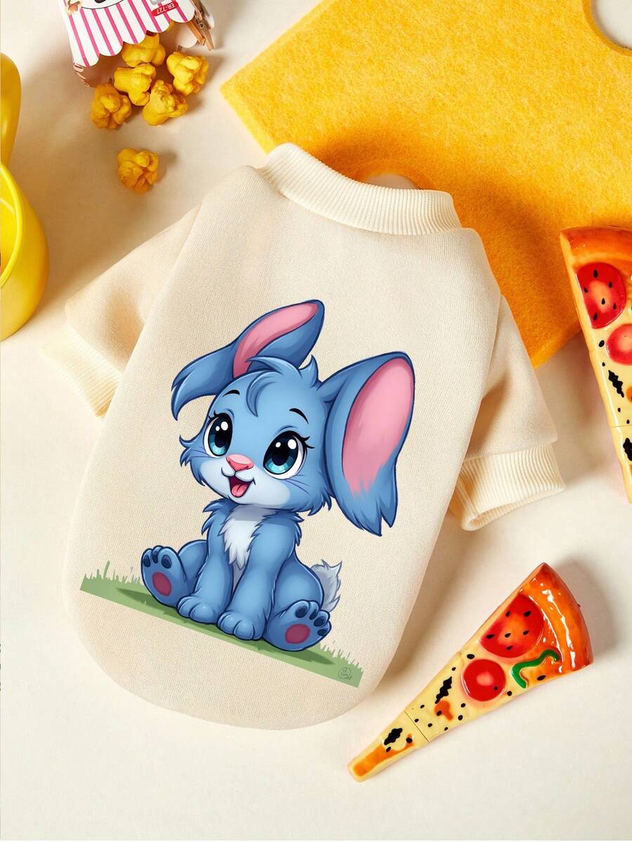 PETSIN 1 Pc Blue Cute Kitten Printed Pet Beige Autumn And Winter Thick Warm And Casual Pet Clothing - Beige - View 1