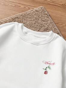 Manfinity VCAY Men's Standard Size Casual Crew Neck Pullover Sweatshirt, White With Front & Back Prints, Spring/Autumn, Long Sleeve Top - White - View 3