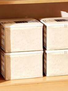 1 pièce Boîte de rangement beige avec poignée, boîte de rangement pliable en tissu pour vêtements, organisateur de couverture, sac de rangement saisonnier, sac de rangement pour couette et literie, étagère de placard, gain d'espace, décoration d'intérieur - Beige transparent - Voir 5
