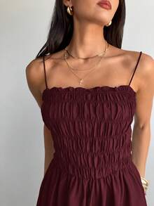 Aloruh Đầm liền quần hai dây màu cà phê dành cho nữ - Màu Tím - Xem 3