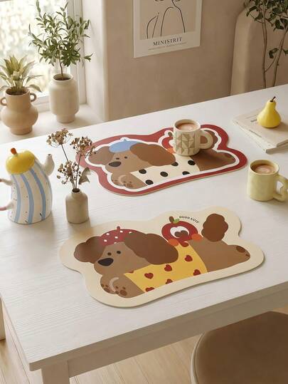 Joivida Portable Cute Dog PU Leather Placemat - Reusable Decorative Table Mat, Thoughtful Gift For Home & Loved Ones