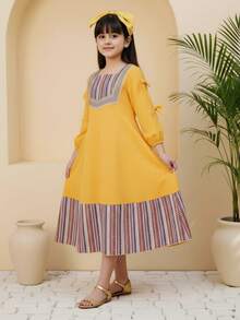 فستان بناتي جديد للربيع، أنيق وعملي للارتداء اليومي - أصفر - مشاهدة 7