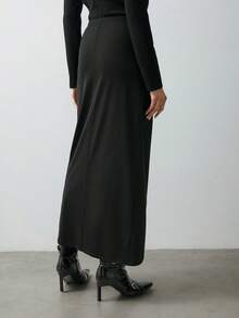 Maija Falda envolvente con decoración metálica elegante para mujer, otoño - Negro - Ver 6