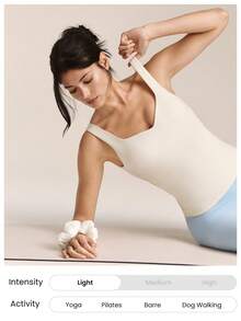 GLOWMODE FeatherFit™ Soft Win Buttery-Soft Sweetheart Neck Twisted Open Back Removable Cups Long Tank Top Low Impact Yoga Studio Daily Wear - White - View 6