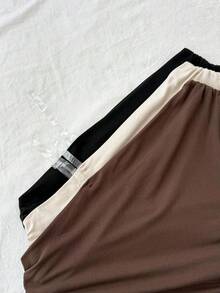 Kids Summer Tops Teen Girls 3pcs Vacation Casual Asymmetric Hem Asymmetrical Shoulder Top, Summer 2 Pieces Set, Suitable For Back To School, Afternoon Tea, Casual, Beach Wedding Guest, Graduation Brunch, St. Patrick's Day, Spring Break, Easter, Music Festival, Elegant Boho Tropical, Brown, Black, Apricot Strapless Tops Cute Tube Tops Brown Tops Basic Tops Tube Tops Cute Tops Summer Tops Summer Tube Tops One Shoulder Tops - Multicolor - View 3