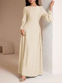 Veilorie Women's Mint Green Dress With Backside Tie, Summer - Apricot - View 6