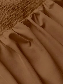 Rustia Plus Size Women Solid Color Halter Tie Back Ruffle Hem Top, Fashionable And Versatile For Commuting And Dating - Coffee Brown - View 7