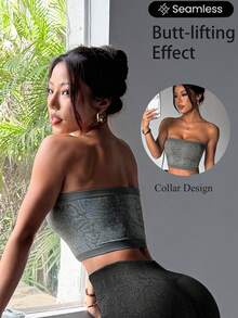 Seamless Knit Breathable Sports Camisole - Grey - View 1