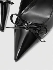 CUCCOO BIZCHIC 女士尖头搭扣设计时尚高跟鞋，适合日常穿着 - 黑色 - 查看 5