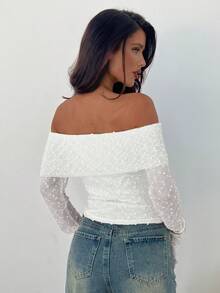 Aloruh Women's Solid Color Simple Off-Shoulder Top - White - View 2