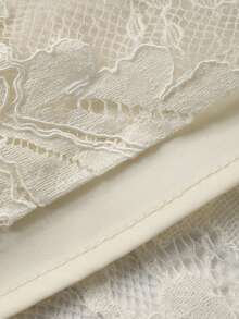 DAZY Đầm dài dáng xòe tay bồng phối ren tương phản thanh lịch dành cho nữ, thích hợp cho tiệc tùng, mùa xuân và mùa thu. - Màu be - Xem 8