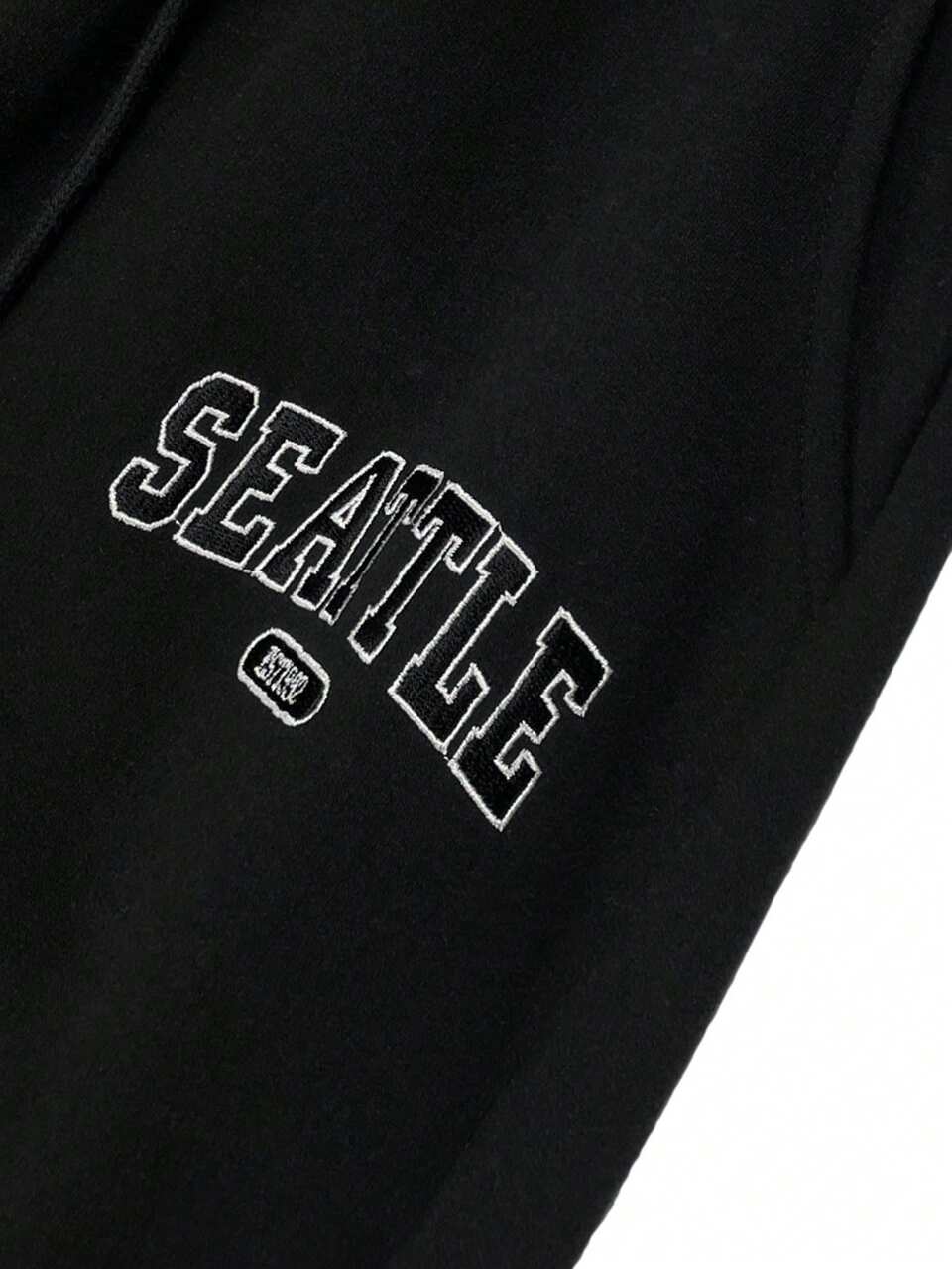 Men's Letter Print Thermal Lined Pullover Pullover Sweatshirt Set, Autumn/Winter