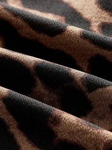 AXEPEAK Men Leopard Button Front Short Sleeve Rave Shirt, For Vacation, Couple Things - Camel - View 3