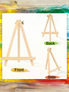 1 Pieza de Caballete de madera triangular portátil para soportar lienzos, fotos, paneles, pintura de escritorio, universal para artistas, ferias artesanales, bodas, suministros escolares, regalos, decoración del hogar y de oficina - Multicolor - Ver 6