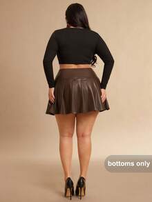 SHEIN BAE Váy xếp ly PU màu nâu/nâu cà phê cỡ lớn cho nữ, thanh lịch cho mùa thu/đông, váy tiệc trà, váy cho phụ nữ cỡ lớn, váy cho quý cô mùa hè, váy dự tiệc cho phụ nữ, giáng sinh, phong cách ấm cúng cho mùa thu và mùa đông, lễ tạ ơn cho phụ nữ, váy dạ hội, mùa đông cho phụ nữ, váy dạ hội cho phụ nữ, phụ nữ cỡ lớn, váy trang trọng, năm mới, ngày lễ tình nhân, váy sinh nhật cỡ lớn, thanh lịch, váy gợi cảm, váy cocktail, tiệc tốt nghiệp, - Cà phê nâu - Xem 2