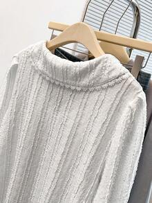 GlowEve CURVE Plus Size Women's Solid Color Puff Sleeve Round Neck Blouse, Academic Style, Teacher , Back To School - White - View 6