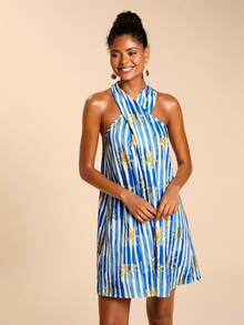 Travachic Women's Striped Print Casual Vacation Dress - Blue - View 5