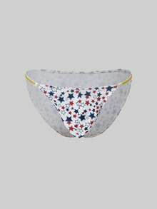 男士趣味星形印花金属饰边三角裤