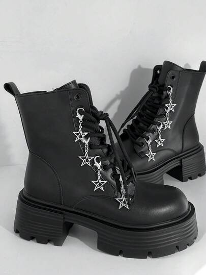 ROMWE Goth 8件套组合中性风银色镂空五角星配饰装饰暗黑朋克风鞋饰日常百搭