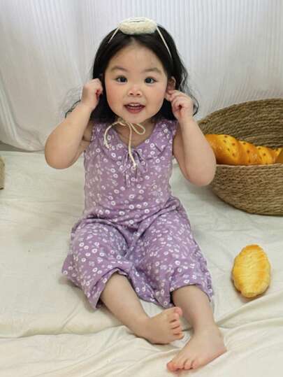 DAZY 女婴/幼儿印花蝴蝶结休闲无袖家居服