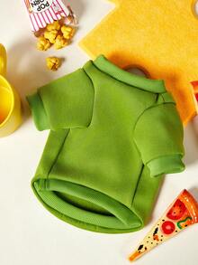 PETSIN 1件可爱兔子字母印花宠物服，秋冬季绿色加厚保暖宠物服装