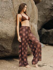 Swim Chiccia Damen 3-teiliges Badeanzug Set, sexy Urlaubs-eleganter reifer Neckholder Batik-Muster, Damen Strandoutfit mit Hose - Verschiedenfarbig - Übersicht 6