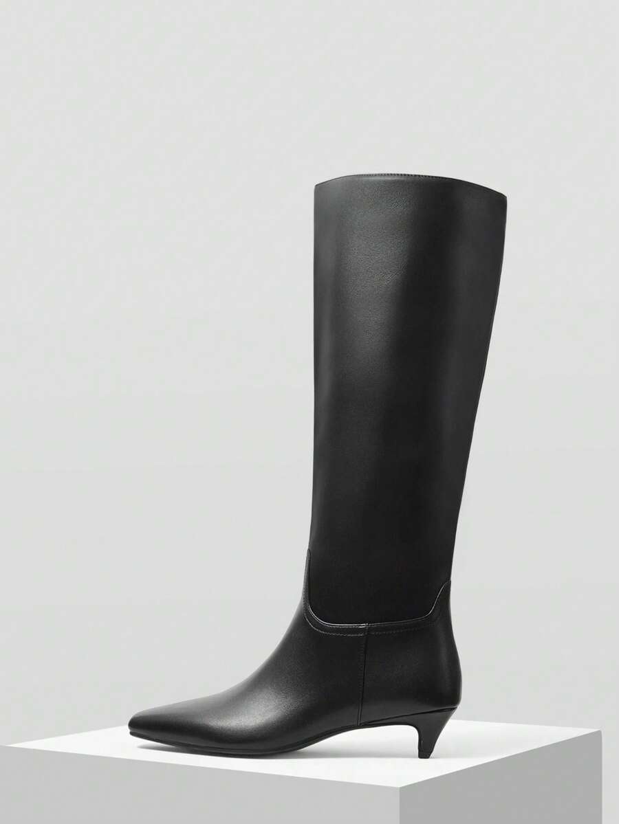 MOTF WOMEN SQUARE TOE KNEE-HIGH BOOTS FOR CHRISTMAS - Black - View 2