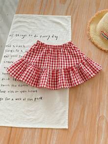 LMoss Kids Baby Girl Cute Plaid Elastic Waist Mini Skirt, Summer - Multicolor - View 1
