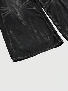 ROMWE Fairycore 大码女式复古水洗蝴蝶刺绣牛仔裤 - 黑色 - 查看 5