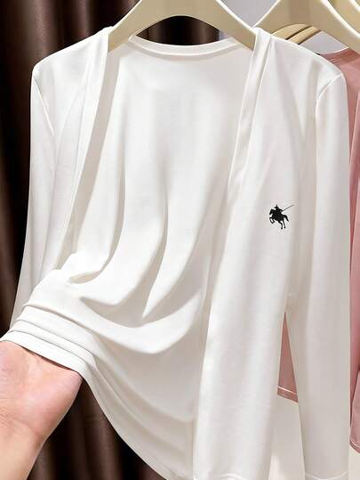 GlowEve Damkofta med öppen framsida och tryck, casual och enkel