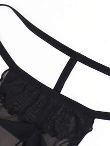 DrisQ 时尚性感黑色镂空网纱中腰男士内裤 - 黑色 - 查看 4