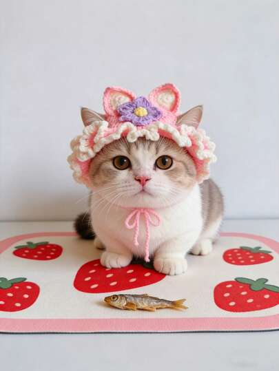 1件装青蛙针织宠物帽，可爱卡通猫咪帽，适合小型犬猫，手工针织头饰，舒适时尚宠物配饰，柔软保暖，冬季拍照、服装派对、圣诞节、万圣节装扮，时尚可爱小狗小猫服装，宠物爱好者的理想礼物