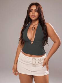 Rustia Áo hai dây kiểu dáng Mỹ gợi cảm, thời trang đường phố dành cho nữ, đa năng. - Màu xám đen - Xem 5