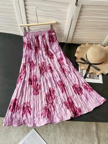 Lacomfia Plus Size Women Pleated Romantic Versatile Skirt - Multicolor - View 2