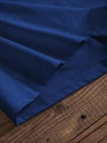 Manfinity Joysei Letter Embossed Navy Blue Slim Fit Men's T-Shirt - Navy Blue - View 6