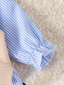 Souflis Souflis Charming Toddler Girl Apricot Two Piece Set Round Neck Ruffle Top Long Sleeve And Pants With Flower Detail For Spring - Apricot - View 8