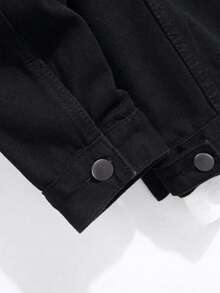 Manfinity Homme 加大码男士休闲水洗牛仔夹克 - 黑色 - 查看 4