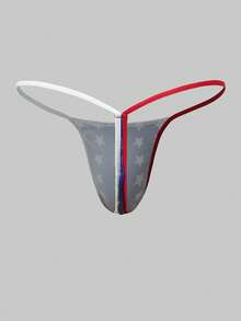 Men's Solid Color Patchwork Pentagram Print Sexy Briefs - Multicolor - View 2