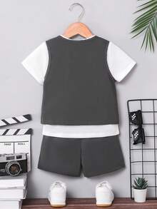 Young Boys Casual Short Sleeve T-Shirt And Jacket Set Boy Casual 2 Piece Set Boys Summer Clothes Sets - Multicolor - View 2