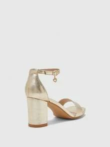 CUCCOO BIZCHIC 女士方头粗跟高跟踝带露趾凉鞋，适合日常通勤、百搭场合、婚礼、派对、约会等。