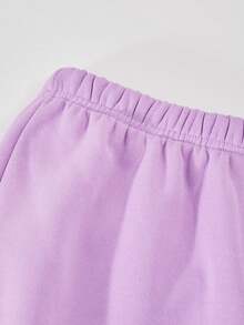 Sparklyn 2pcs/Set Teenage Girls' Floral Gray Hooded Zip-Up Cardigan With Loose Dropped Shoulder And Ribbed Waist, Paired With Matching Loose Fit Relaxed Pants, Casual Sports College Style Outfit, Suitable For Outdoor, Indoor, Sports, Party, School, Spring/Autumn/Winter Girl Y2k Outfit Purple Outfits Teen Teen Y2k Outfit - Purple - View 4