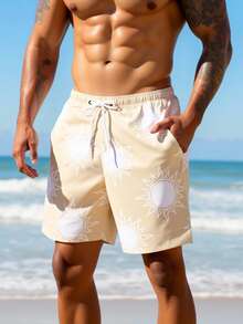 Manfinity VDAYZ Men's Casual Sun Print Beach Shorts - White - View 6
