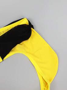 DrisQ Ropa interior sexy para hombres con lazo de malla hueca negra y tela amarilla de moda - Multicolor - Ver 6